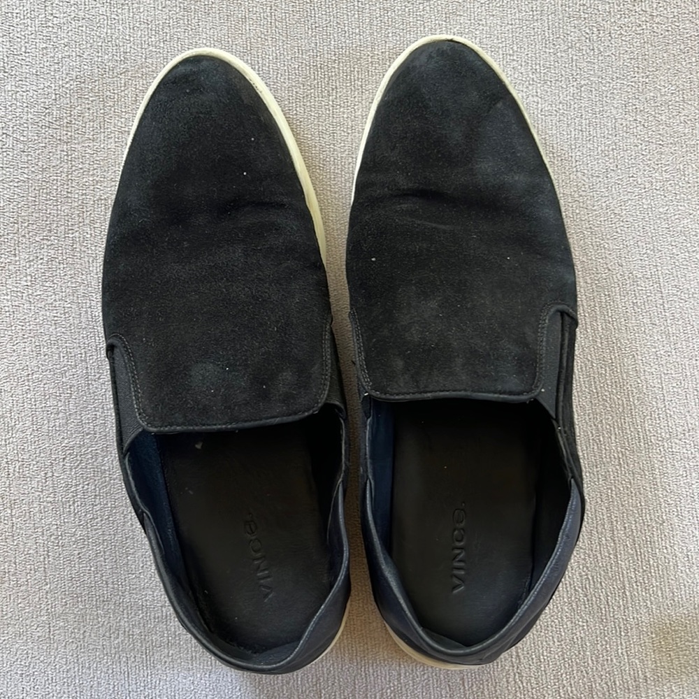 Vince black suede leather slip on sneaker size 8.5